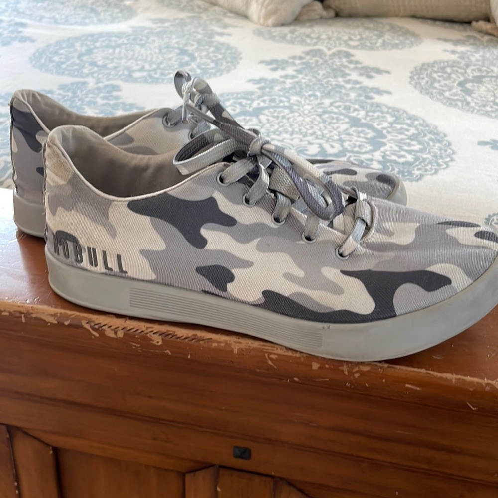 Nobull grey camo canvas trainer